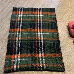 Reversible Plaid infinity Scarf in Green and Orange